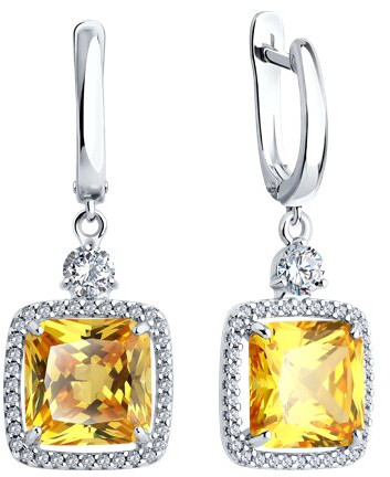 Серьги из серебра с фианитами