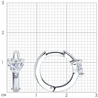 Серьги из серебра с фианитами
