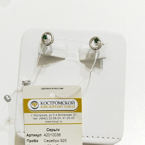 Серьги из серебра с фианитами