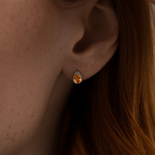 Серьги из серебра с цитринами