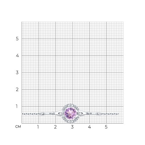 Браслет из серебра с аметистом и фианитами