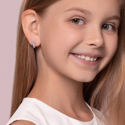 Серьги из серебра с фианитами