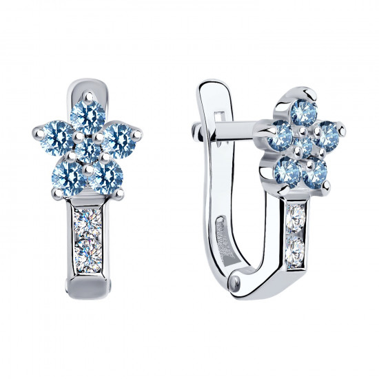 Серьги из серебра с фианитами