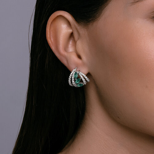 Серьги из серебра с агатами и фианитами