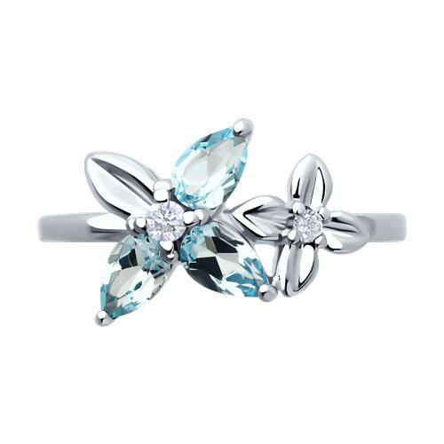 Кольцо из серебра с топазами и фианитами