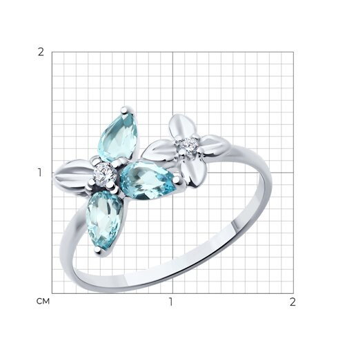 Кольцо из серебра с топазами и фианитами