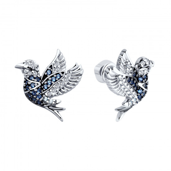 Серьги из серебра с фианитами