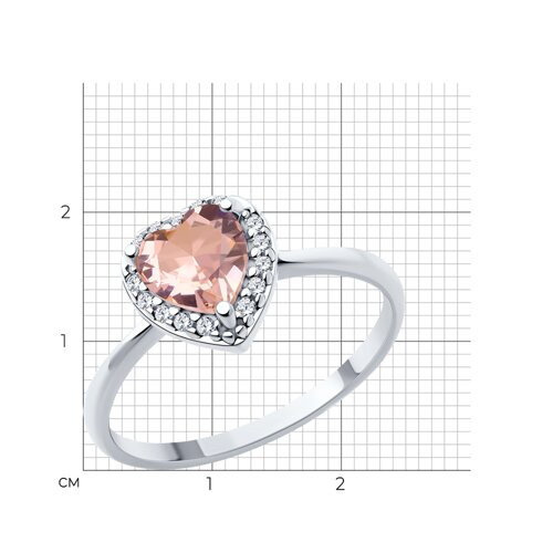 Кольцо из серебра с ситаллом и фианитами