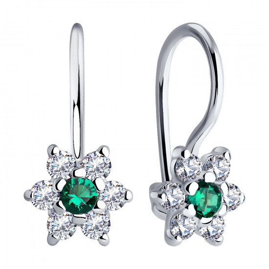 Серьги из серебра с фианитами