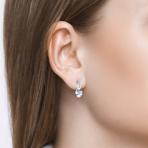 Серьги из серебра с топазами и фианитами