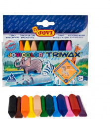 Мелки восковые (12 цветов), треугольные - Фото 1