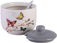 Сахарница с крышкой и ложкой «Бабочки в саду» - Фото 1