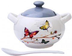 Сахарница с крышкой и ложкой «Бабочки в саду» - Фото 1