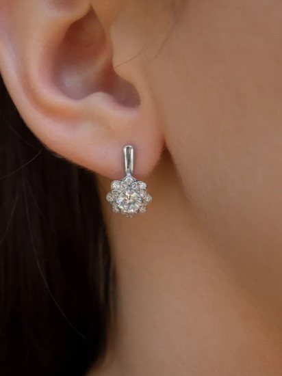Серьги из серебра с фианитами