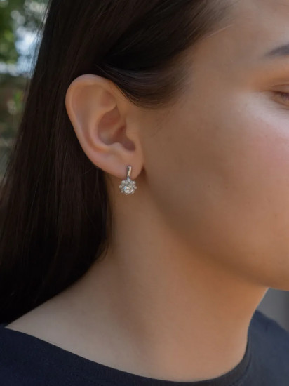 Серьги из серебра с фианитами