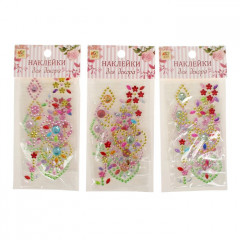 Наклейка стразовая «Сердечко и цветы», (набор из 3-х шт), в ассортименте - Фото 2