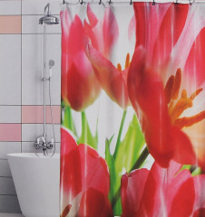 Штора для ванной «Красные тюльпаны» - Фото 1
