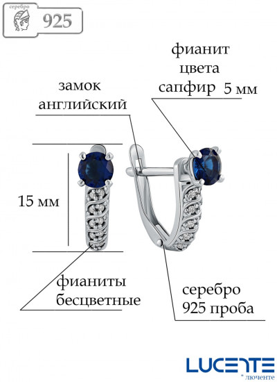Серьги из серебра с фианитами