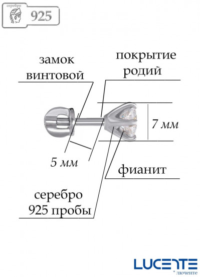 Серьги из серебра с фианитами