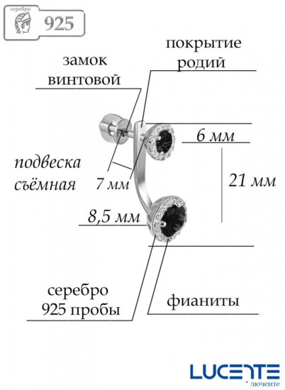 Серьги из серебра с фианитами