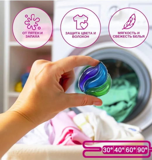 Капсулы для стирки белья концентрат «Ocean Clean Color»