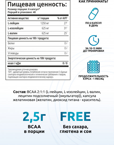 Добавка пищевая «BCAA 2:1:1»