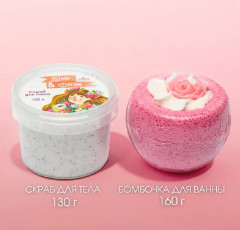 Набор бомбочка для ванной и скраб для тела «Пион & Фрезия» Подарочный набор - Фото 1