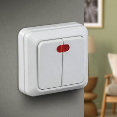 Выключатель двухклавишный с подсветкой - Фото 2