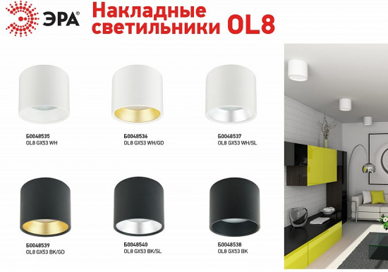 Светильник накладной OL8 GX53 BK/GD