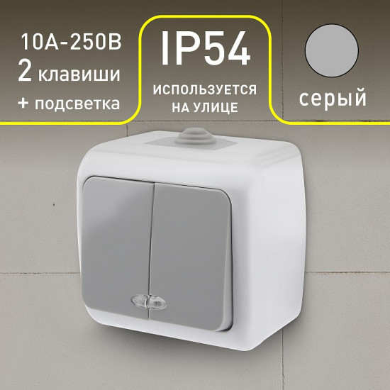 Выключатель двухклавишный с подсветкой