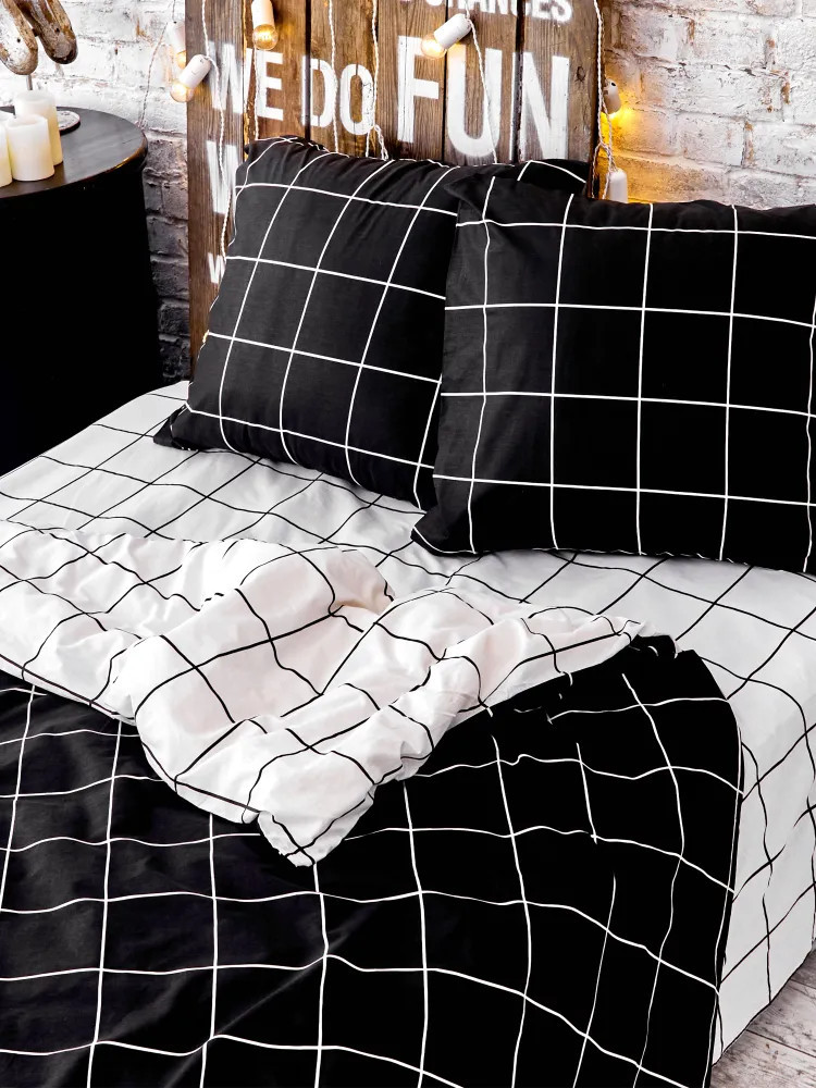 Комплект постельного белья «Grid paper black» | Grid paper | Crazy Getup | Фото 4