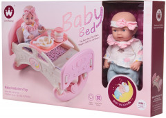 Игровой набор «Пупс с кроваткой-качалкой со столиком для кормления и игровыми предметами» - Фото 6
