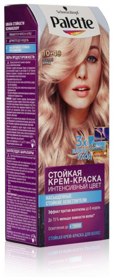 Крем-краска для волос, оттенок 10-49 Розовый Блонд