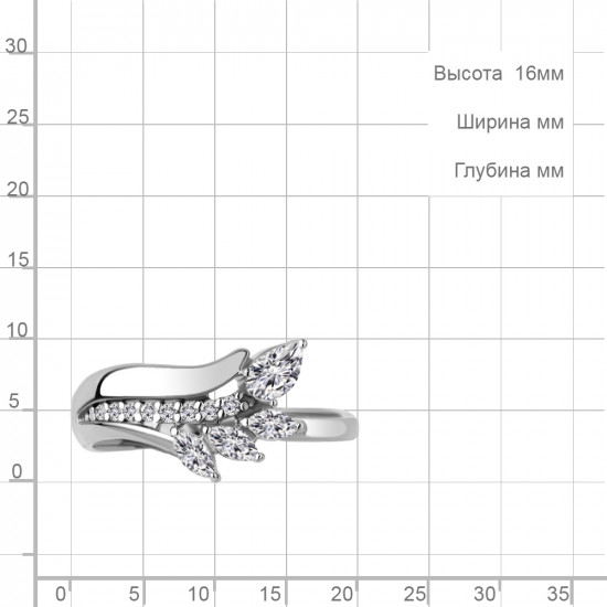 Кольцо из серебра с фианитами