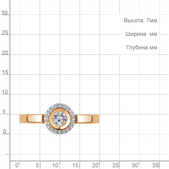 Кольцо из золоченного серебра с фианитами