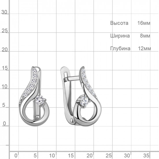 Серьги из серебра с фианитами