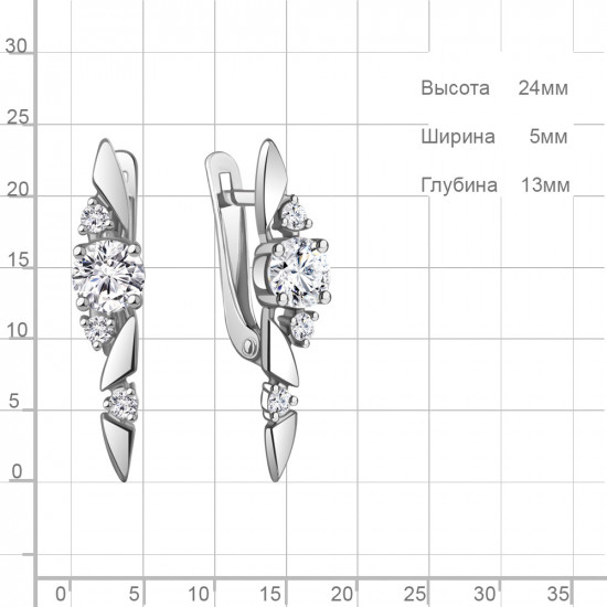 Серьги из серебра с фианитами