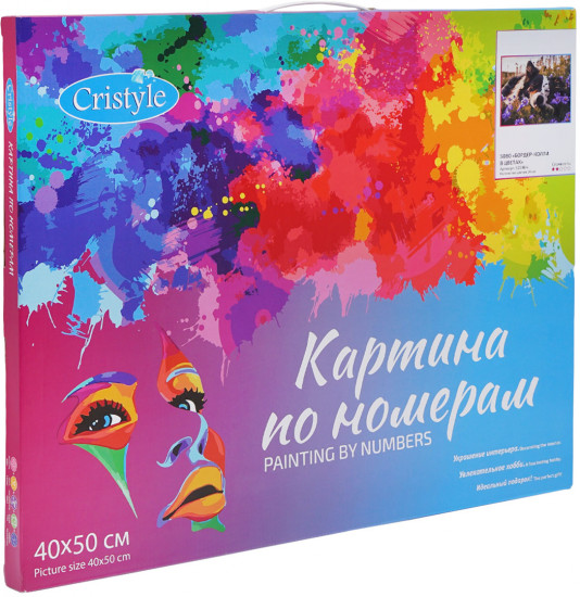 Картина по номерам «Бордер-колли в цветах»