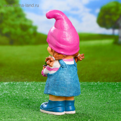 Фигура садовая «Девочка-гном с цветочком» - Фото 2