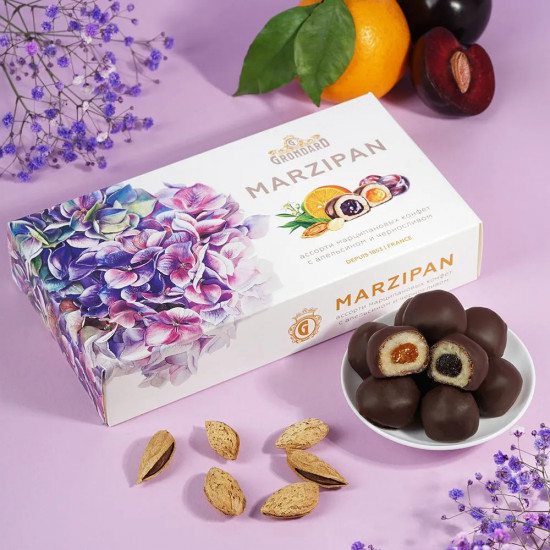 Конфеты марципан с апельсином и черносливом