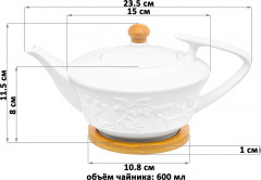 Чайник заварочный с деревянной подставкой «Птички на ветке» - Фото 2