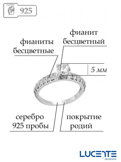 Кольцо из серебра с фианитами