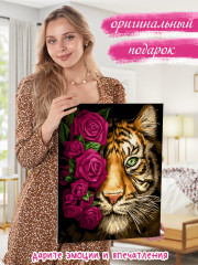 Картина по номерам «Тигр в розах» - Фото 3