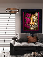 Картина по номерам «Тигр в розах» - Фото 6