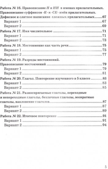Русский язык. 6 класс. Зачётные работы