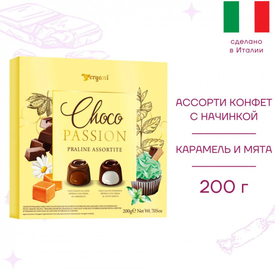 Набор конфет из молочного и темного шоколада с карамелью и мятой «Choco Passion. Praline Assortite»