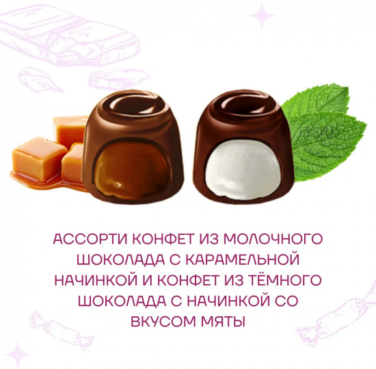 Набор конфет из молочного и темного шоколада с карамелью и мятой «Choco Passion. Praline Assortite»