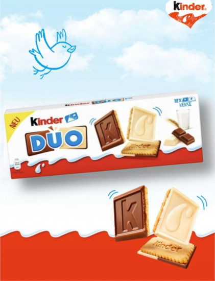 Печенье крекерное с молочным и белым шоколадом «Kinder Duo»
