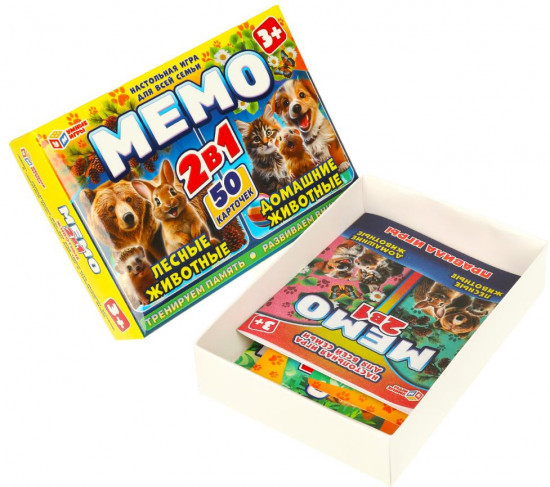 Игра карточная - мемо «Лесные животные. Домашние животные»