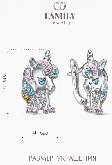 Серьги из серебра с фианитами